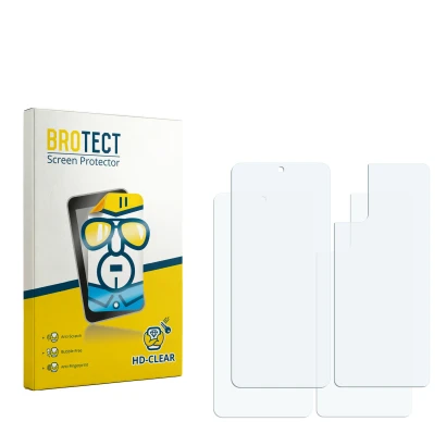 Front side of a product packaging with the brand logo BROTECT. Next to it is the corresponding screen protector.