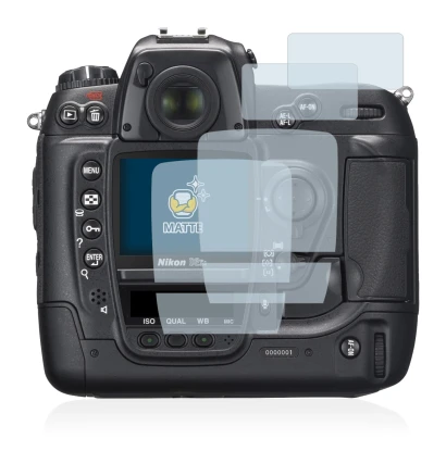 Image of the device Nikon D2X with a wide variety of screen protectors.