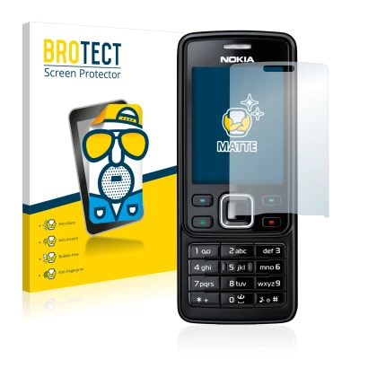 Front side of a product packaging with the brand logo BROTECT. Next to it is the device Nokia 6300 2007 shown with the corresp