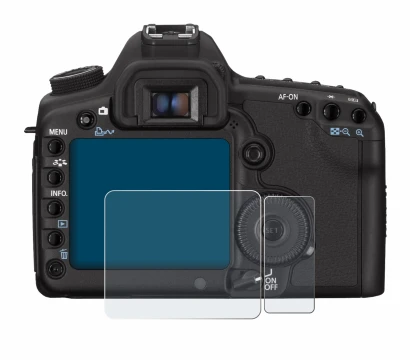 Image of the device Canon EOS 5D Mark II with a wide variety of screen protectors.