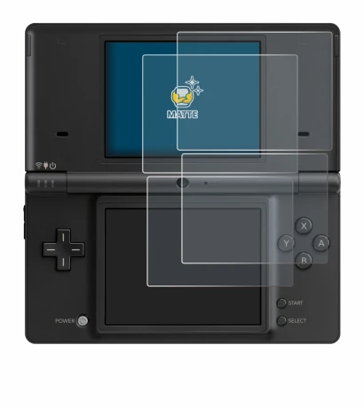 Image of the device Nintendo DSi with a wide variety of screen protectors.