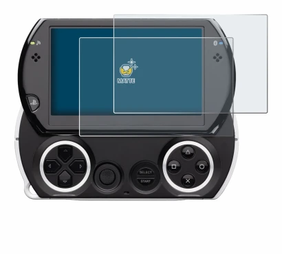 Image of the device Sony PSP Go with a wide variety of screen protectors.