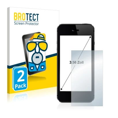 Front side of a product packaging with the brand logo BROTECT. Next to it is the device shown with the corresponding screen pr