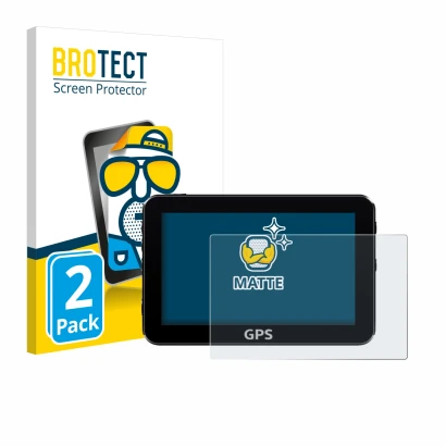 Front side of a product packaging with the brand logo BROTECT. Next to it is the device shown with the corresponding screen pr