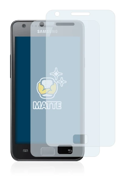 Image of the device Samsung Galaxy S2 with a wide variety of screen protectors.
