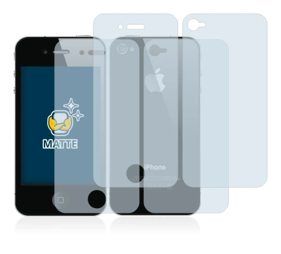 Image of the device Apple iPhone 4S (Front+Back) with a wide variety of screen protectors.