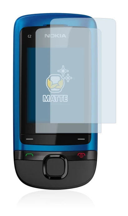 Image of the device Nokia C2-05 with a wide variety of screen protectors.