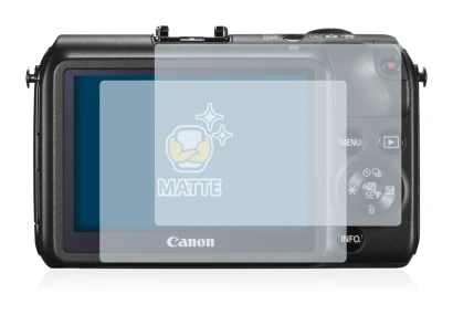 Image of the device Canon EOS M with a wide variety of screen protectors.