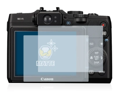 Image of the device Canon PowerShot G16 with a wide variety of screen protectors.