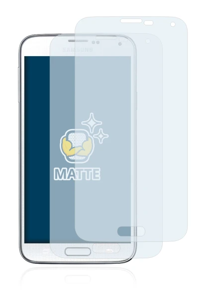 Image of the device Samsung Galaxy S5 with a wide variety of screen protectors.