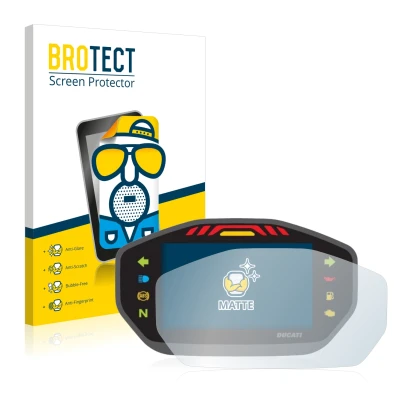 Front side of a product packaging with the brand logo BROTECT. Next to it is the device Ducati Monster 1200S Colour-TFT-Displa