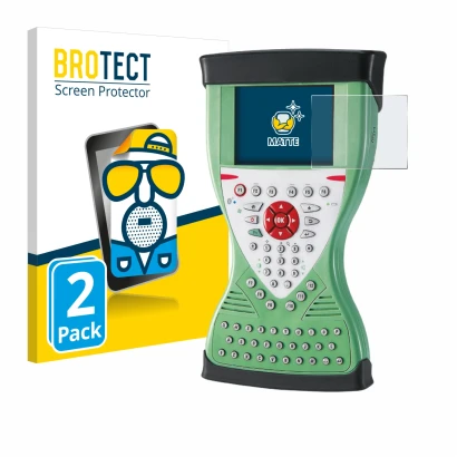 Front side of a product packaging with the brand logo BROTECT. Next to it is the device Leica Viva Controller CS15 shown with