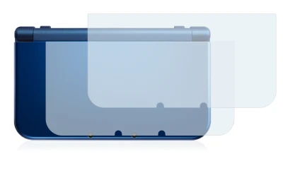 Image of the device Nintendo New 3DS XL (housing) with a wide variety of screen protectors.