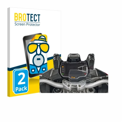 Front side of a product packaging with the brand logo BROTECT. Next to it is the device Ducati Multistrada 1200S 2015 Speedome