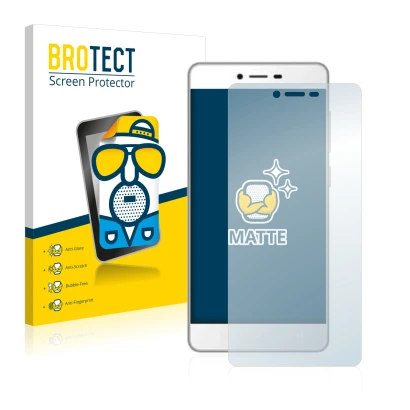 Front side of a product packaging with the brand logo BROTECT. Next to it is the device Gionee F103 shown with the correspondi