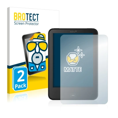 Front side of a product packaging with the brand logo BROTECT. Next to it is the device Tolino Vision 3 HD shown with the corr