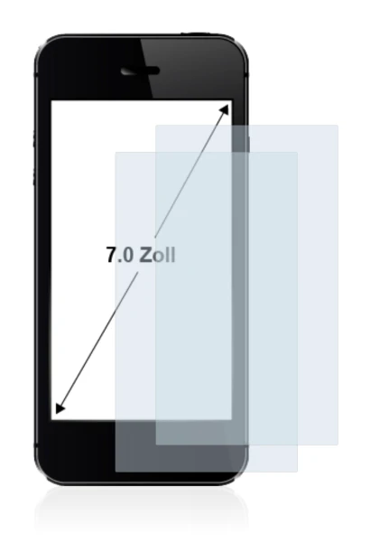 Image of the device with a wide variety of screen protectors.