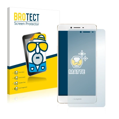 Front side of a product packaging with the brand logo BROTECT. Next to it is the device Oppo R7s shown with the corresponding 