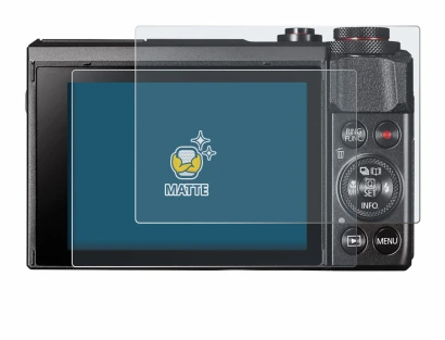 Image of the device Canon PowerShot G7 X Mark II with a wide variety of screen protectors.