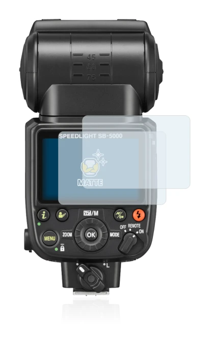 Image of the device Nikon SB-5000 with a wide variety of screen protectors.