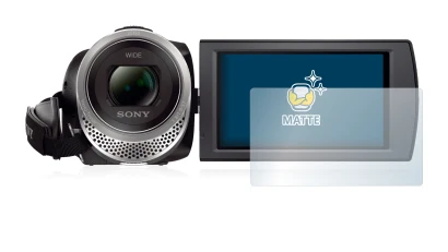 Image of the device Sony FDR-AX53 with a wide variety of screen protectors.