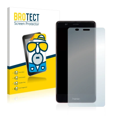 Front side of a product packaging with the brand logo BROTECT. Next to it is the device Honor V8 shown with the corresponding