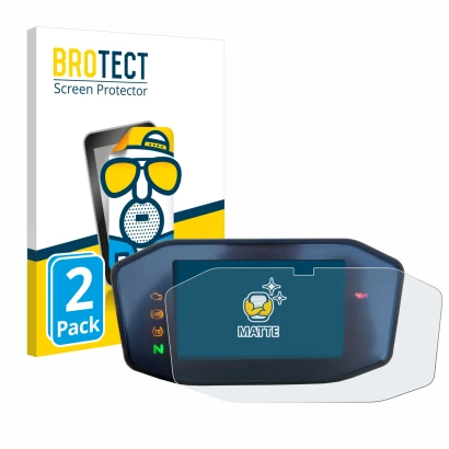 Front side of a product packaging with the brand logo BROTECT. Next to it is the device KTM 690 Duke 2016 shown with the corre