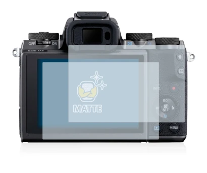 Image of the device Canon EOS M5 with a wide variety of screen protectors.