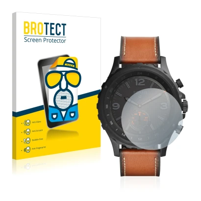 Front side of a product packaging with the brand logo BROTECT. Next to it is the device Fossil Q Nate shown with the correspon