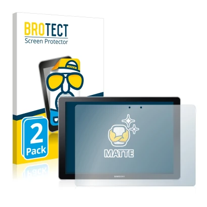 Front side of a product packaging with the brand logo BROTECT. Next to it is the device Samsung Galaxy Book 12 shown with the