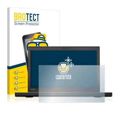 Front side of a product packaging with the brand logo BROTECT. Next to it is the device Lenovo ThinkPad X270 shown with the co