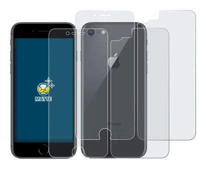 Image of the device Apple iPhone 8 (Front+Back) with a wide variety of screen protectors.