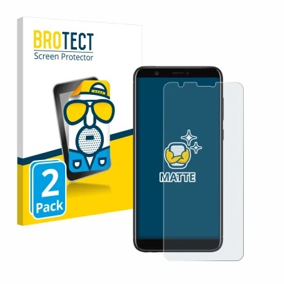 Front side of a product packaging with the brand logo BROTECT. Next to it is the device Huawei P smart 2018 shown with the cor