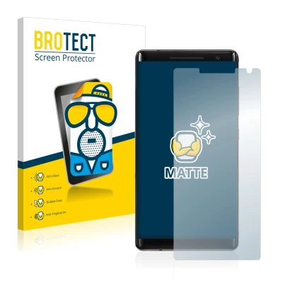 Front side of a product packaging with the brand logo BROTECT. Next to it is the device Nokia 8 Sirocco shown with the corresp