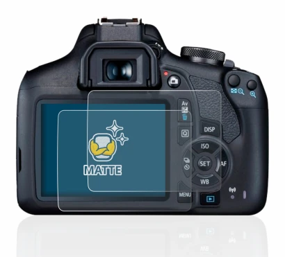 Image of the device Canon EOS 2000D with a wide variety of screen protectors.