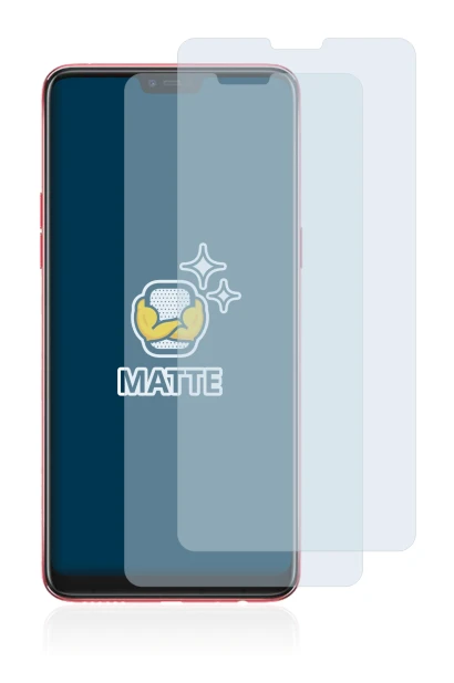 Image of the device Oppo F7 with a wide variety of screen protectors.