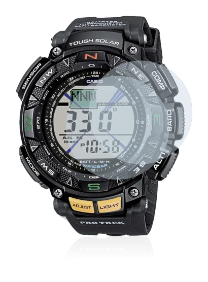 Image of the device Casio Pro Trek PRG-240-1ER with a wide variety of screen protectors.