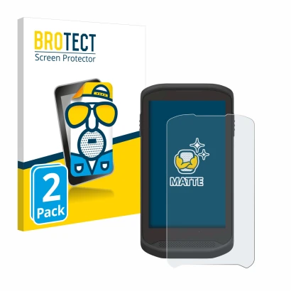 Front side of a product packaging with the brand logo BROTECT. Next to it is the device Zebra TC25 shown with the correspondin