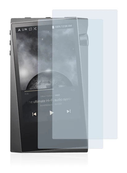 Image of the device Astell&Kern A&norma SR15 with a wide variety of screen protectors.