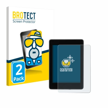 Front side of a product packaging with the brand logo BROTECT. Next to it is the device Amazon Kindle Paperwhite 2018 (10th Ge