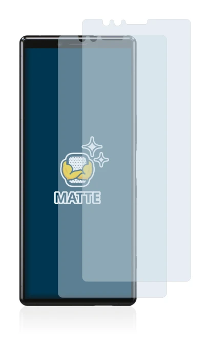 Image of the device Sony Xperia 1 with a wide variety of screen protectors.
