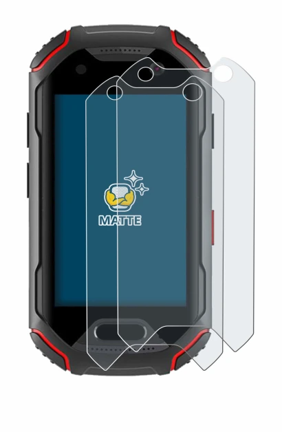 Image of the device Unihertz Atom with a wide variety of screen protectors.