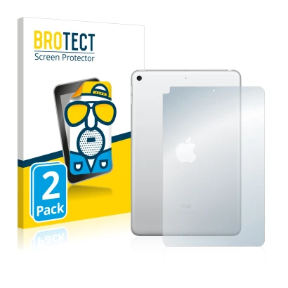 Front side of a product packaging with the brand logo BROTECT. Next to it is the device Apple iPad Mini 5 2019 (Back, 5th Gen.