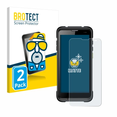 Front side of a product packaging with the brand logo BROTECT. Next to it is the device Chainway C66 shown with the correspond