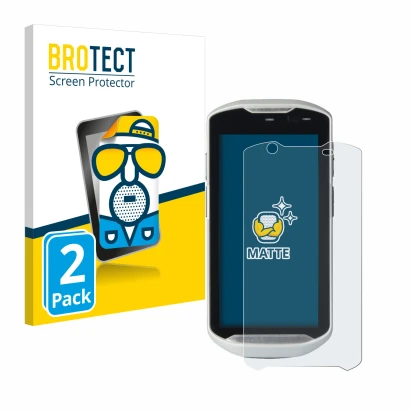 Front side of a product packaging with the brand logo BROTECT. Next to it is the device Zebra TC52-HC shown with the correspon