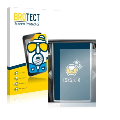 Front side of a product packaging with the brand logo BROTECT. Next to it is the device Tesla Model X shown with the correspon