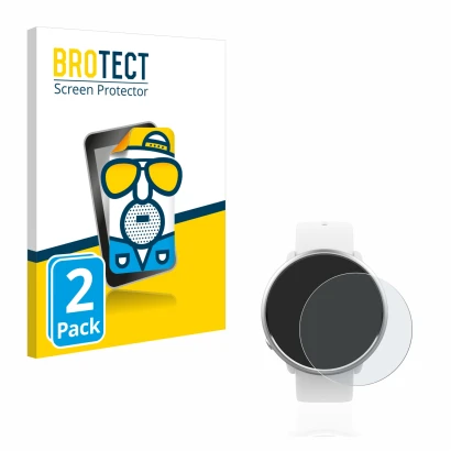 Front side of a product packaging with the brand logo BROTECT. Next to it is the device Polar Ignite shown with the correspond