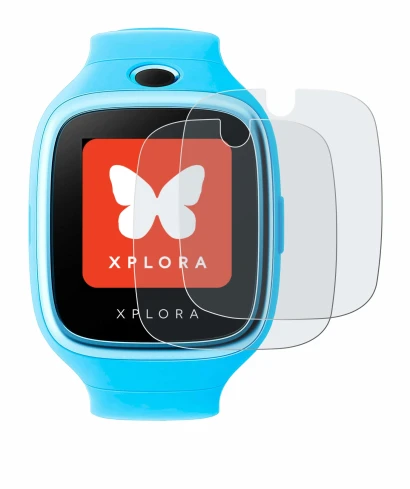 Image of the device Xplora Go with a wide variety of screen protectors.