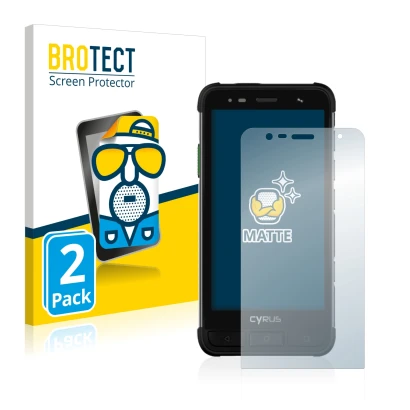 Front side of a product packaging with the brand logo BROTECT. Next to it is the device Cyrus CS45 XA shown with the correspon