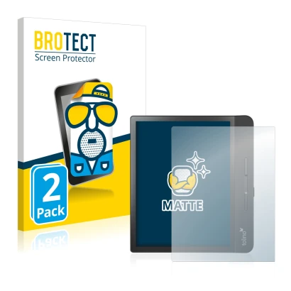 Front side of a product packaging with the brand logo BROTECT. Next to it is the device Tolino Epos 2 shown with the correspon